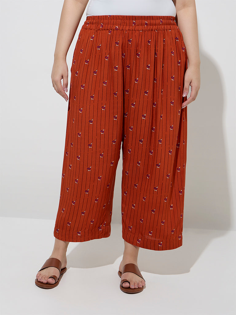 Diza Rust Striped Ethnic Pants