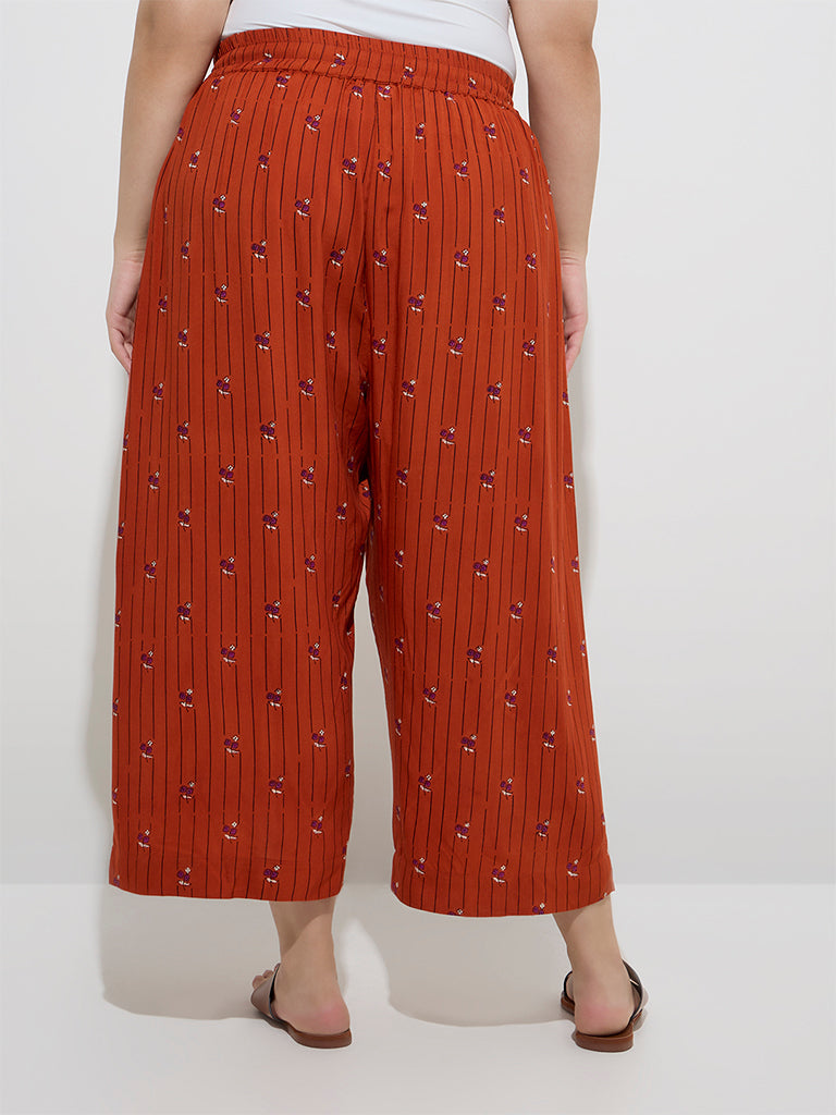 Diza Rust Striped Ethnic Pants