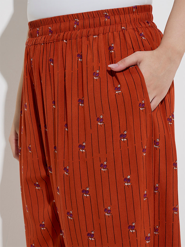 Diza Rust Striped Ethnic Pants
