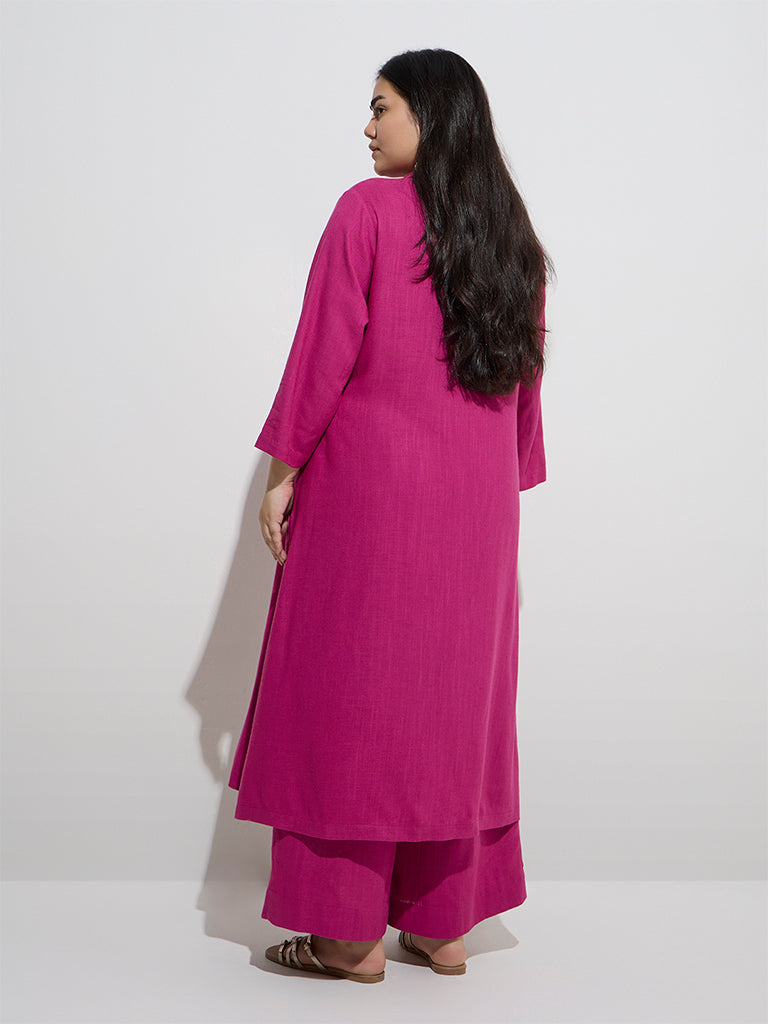 Diza Magenta Solid A-Line Kurta
