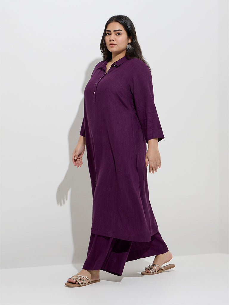 Diza Purple Printed A-Line Kurta