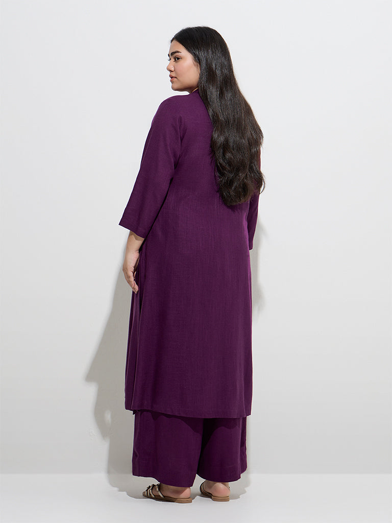 Diza Purple Printed A-Line Kurta