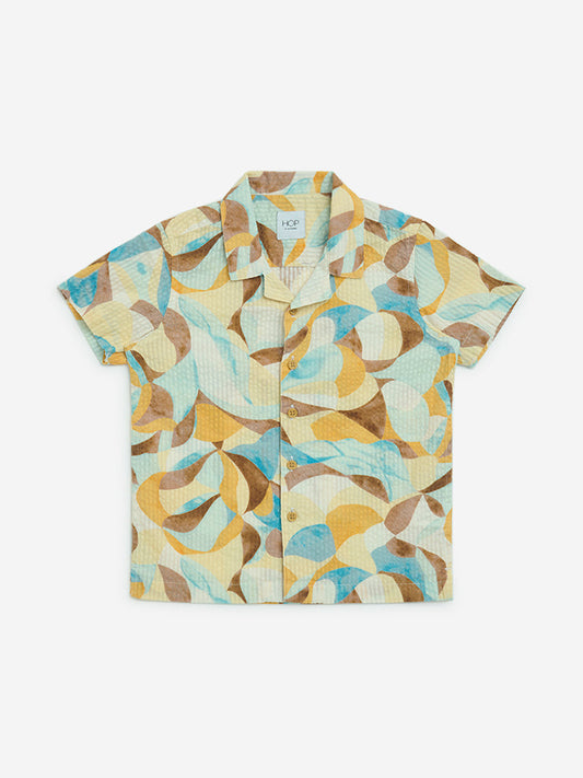 HOP Kids Multicolour Abstract Resort-Fit Cotton Shirt