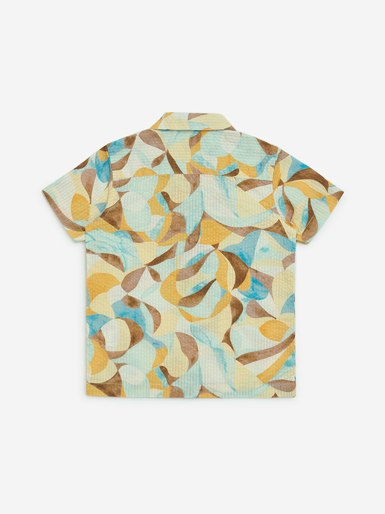 HOP Kids Multicolour Abstract Resort-Fit Cotton Shirt