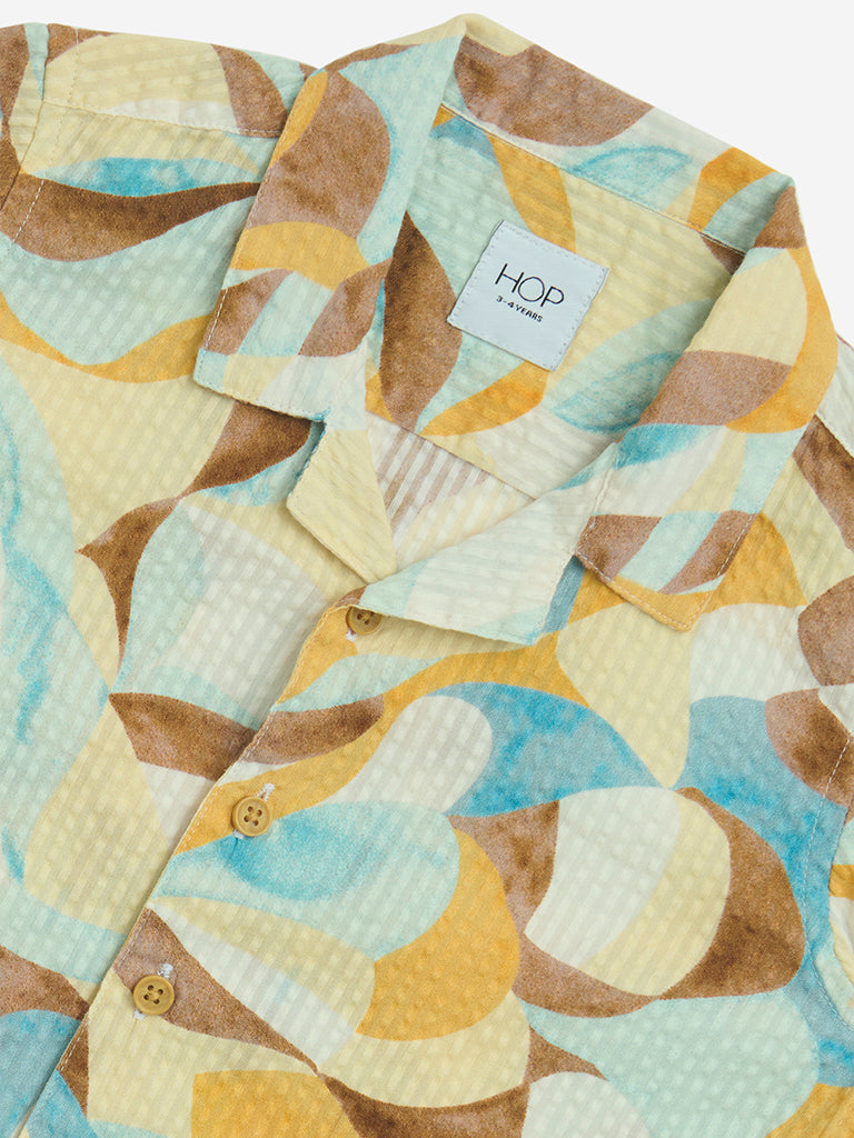 HOP Kids Multicolour Abstract Resort-Fit Cotton Shirt