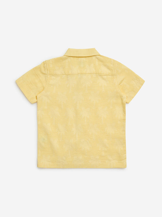 HOP Kids Yellow Textured Resort-Fit Cotton Shirt
