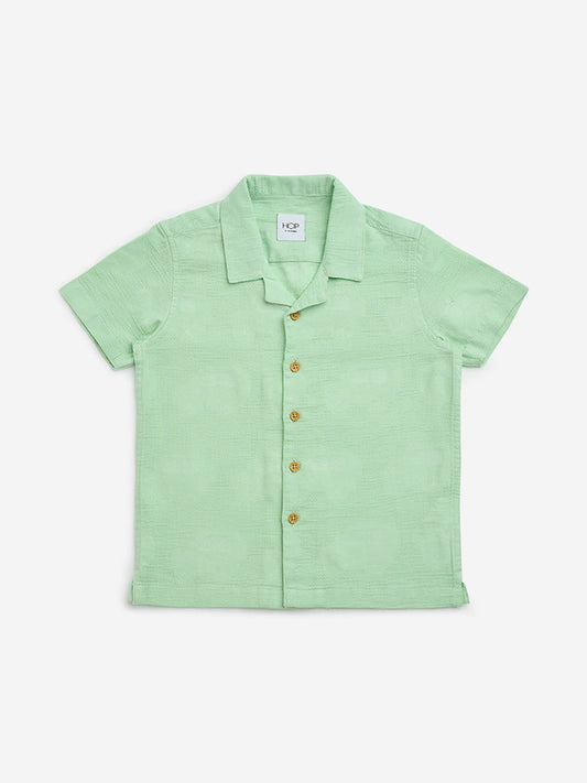 HOP Kids Sage Textured Resort-Fit Cotton Shirt