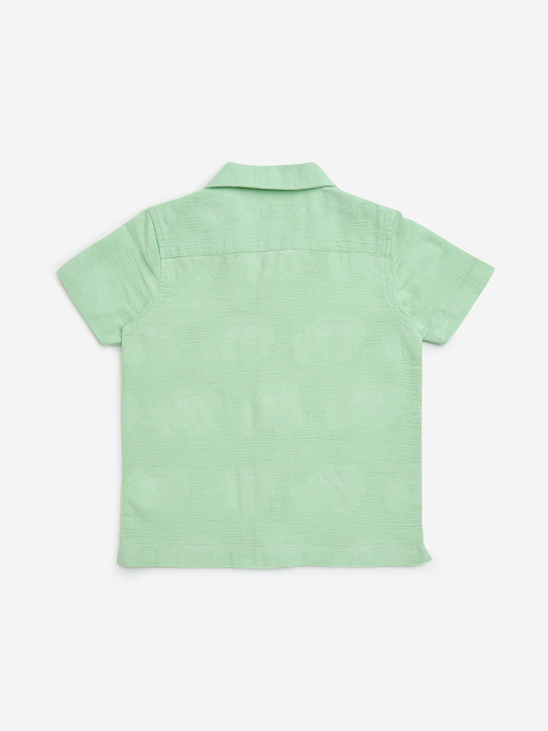 HOP Kids Sage Textured Resort-Fit Cotton Shirt