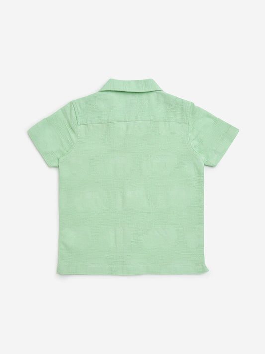 HOP Kids Sage Textured Resort-Fit Cotton Shirt