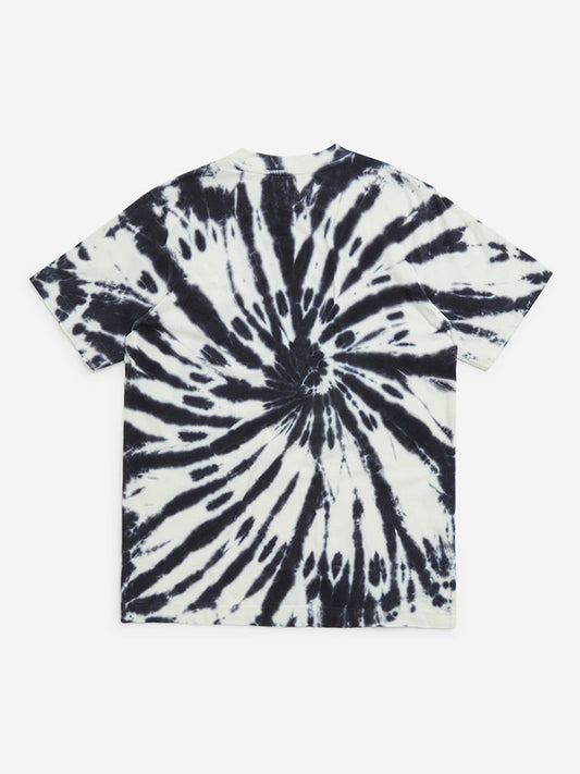 Y&F Kids Black Tie-Dye Design Cotton T-Shirt