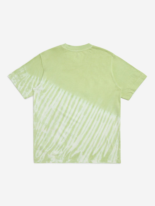 Y&F Kids Sage Green Tie-Dye Design Cotton T-Shirt