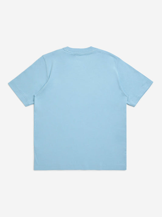 Y&F Kids Blue Text Embossed Cotton T-Shirt