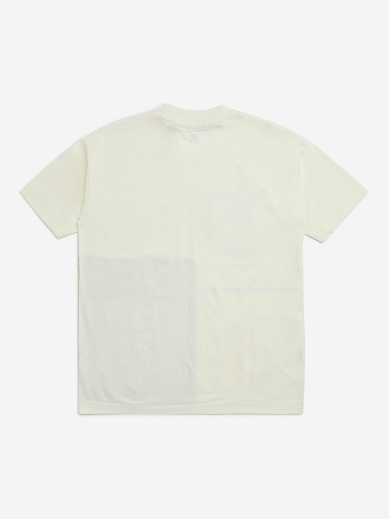 Y&F Kids Off-White Botanical Printed Cotton T-Shirt