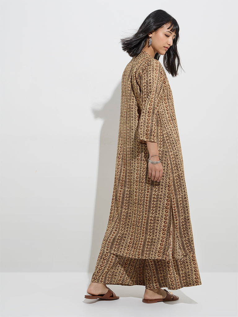 Utsa Beige Butta Design A-Line Kurta