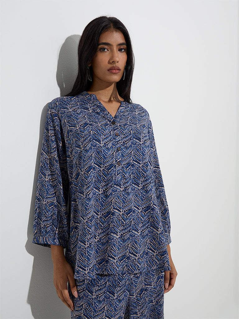 Utsa Indigo Botanical Design Kurti