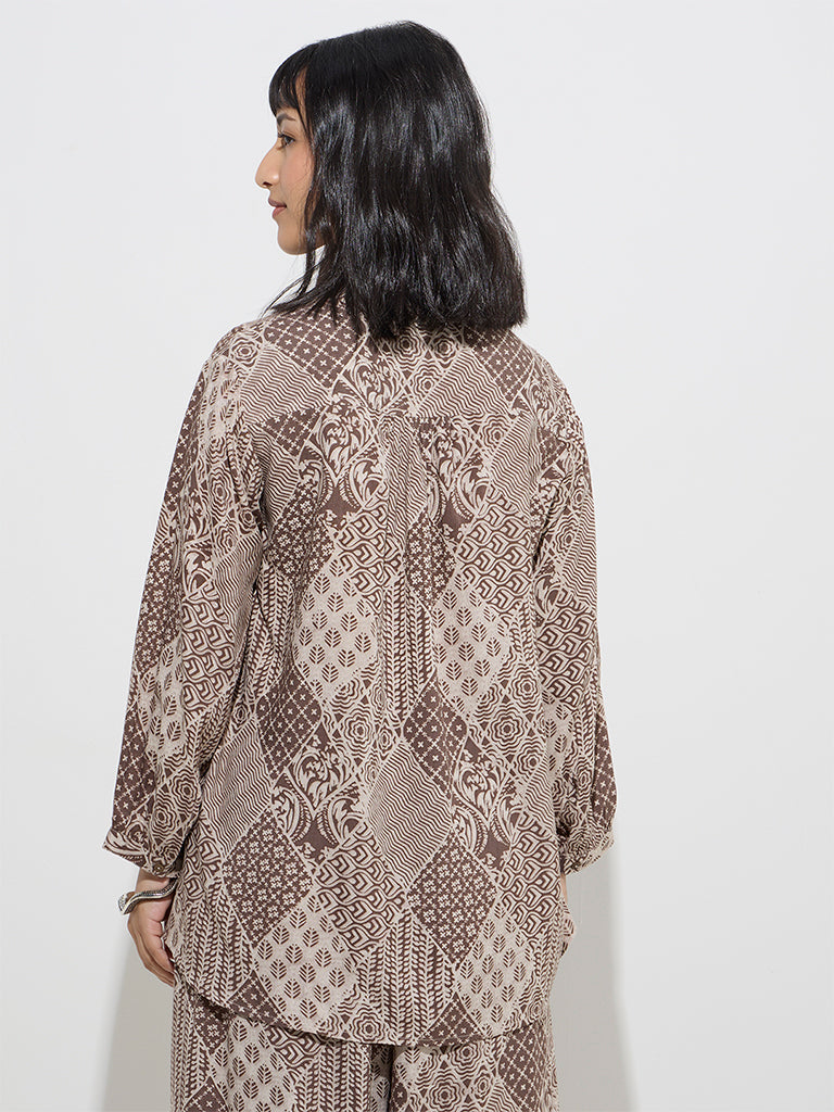 Utsa Beige Printed Tunic