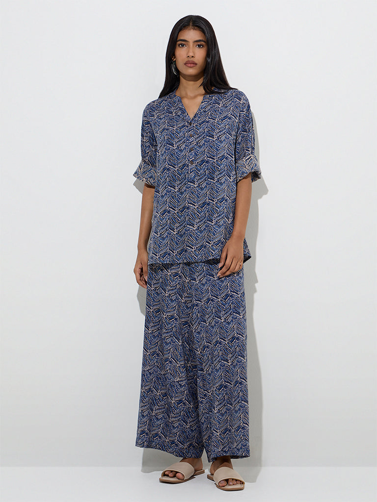 Utsa Indigo Botanical Printed Ethnic Pants