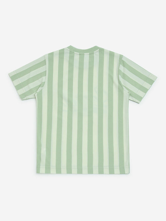 Y&F Kids Sage Striped Cotton-Blend T-Shirt