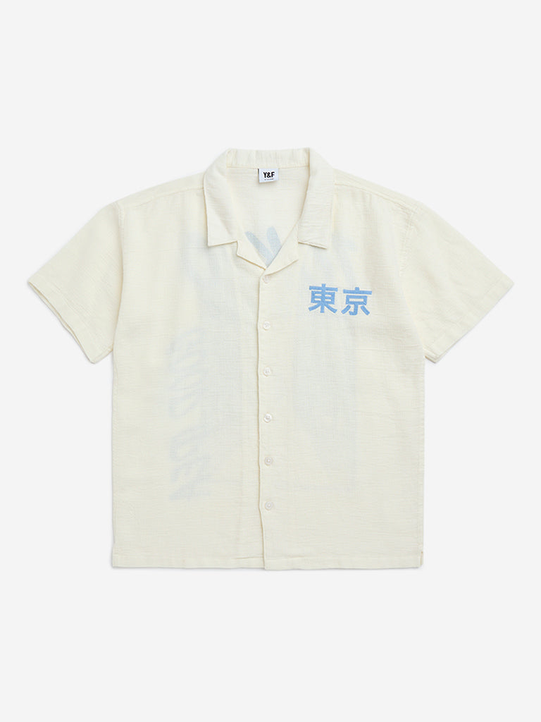 Y&F Kids Off-White Embroidered Cotton Shirt