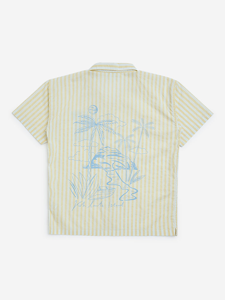 YF Kids Yellow Striped Resort-Fit Cotton Shirt