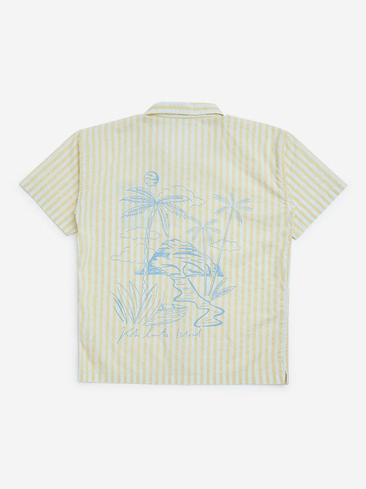 YF Kids Yellow Striped Resort-Fit Cotton Shirt
