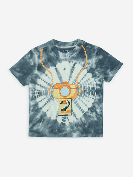 HOP Kids Grey Tie-Dye Design Cotton T-Shirt