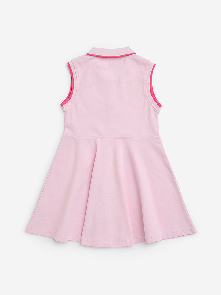 HOP Kids Pink Text Design Cotton Skater Dress