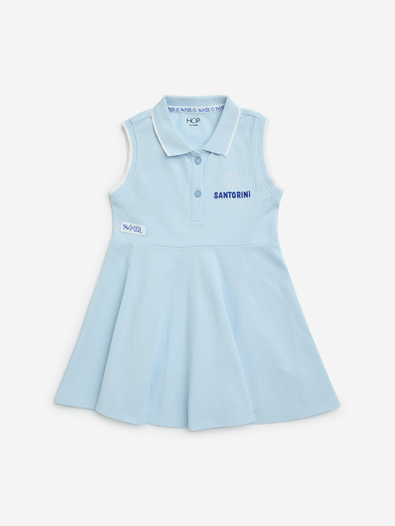 HOP Kids Light Blue Cotton Skater Dress