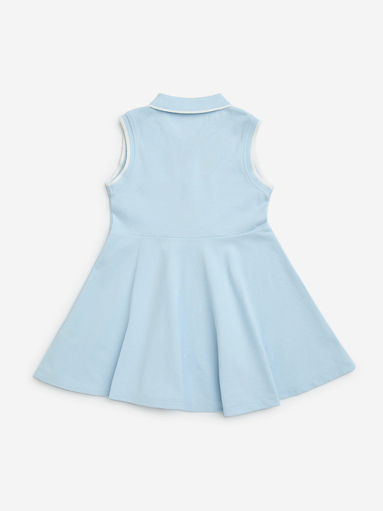 HOP Kids Light Blue Cotton Skater Dress