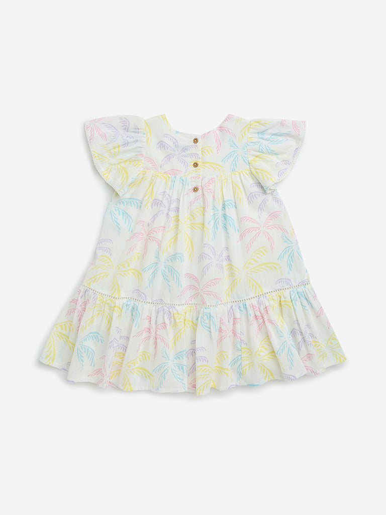 HOP Kids Multicolour Tropical Pattern Cotton A-Line Dress