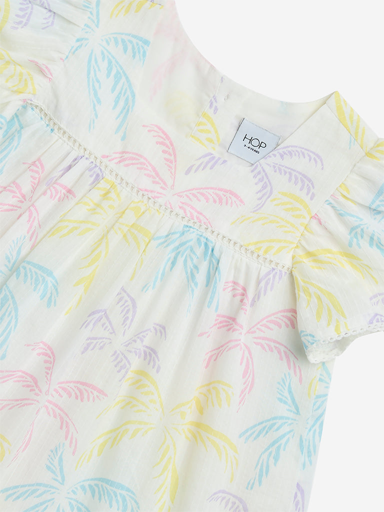 HOP Kids Multicolour Tropical Pattern Cotton A-Line Dress