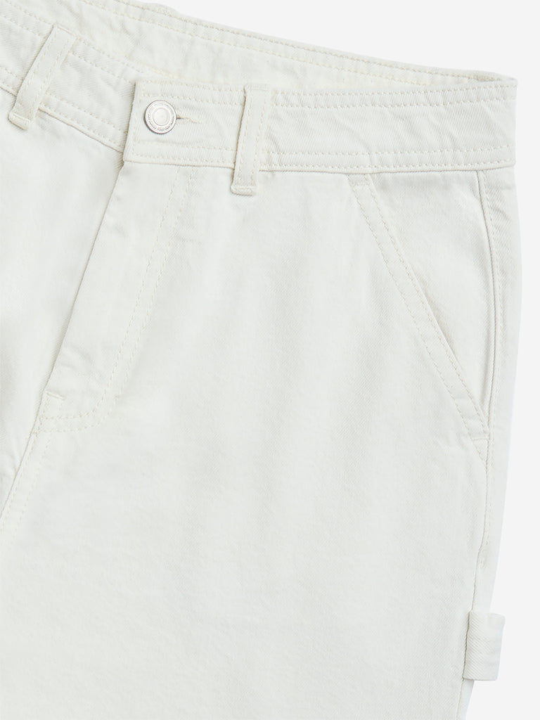 Y&F Kids Off-White Straight-Fit High-Rise Jeans