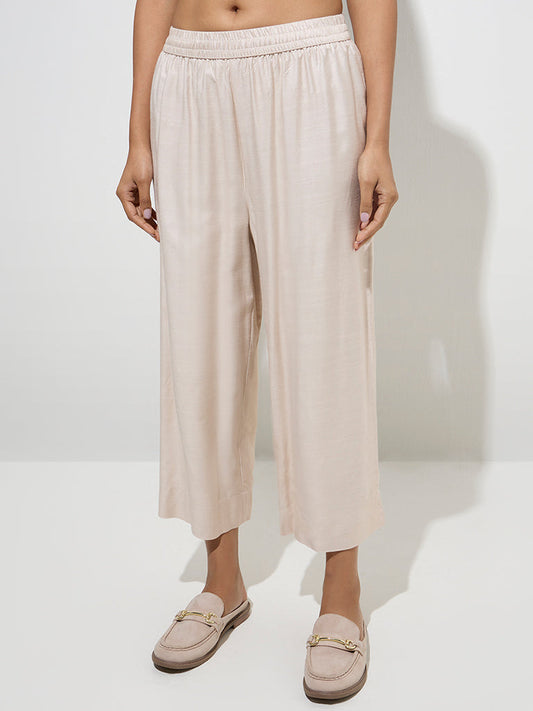 Zuba Beige Solid Ethnic Pants