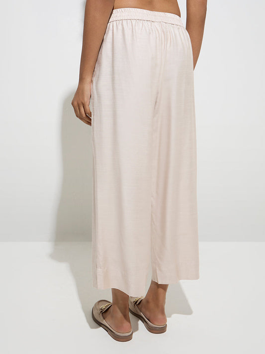 Zuba Beige Solid Ethnic Pants