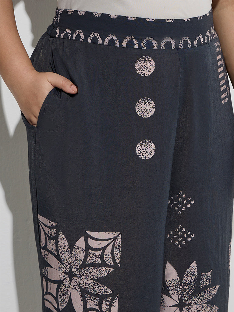 Diza Black Printed Palazzos