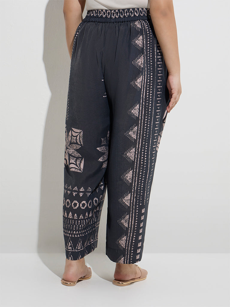 Diza Black Printed Palazzos