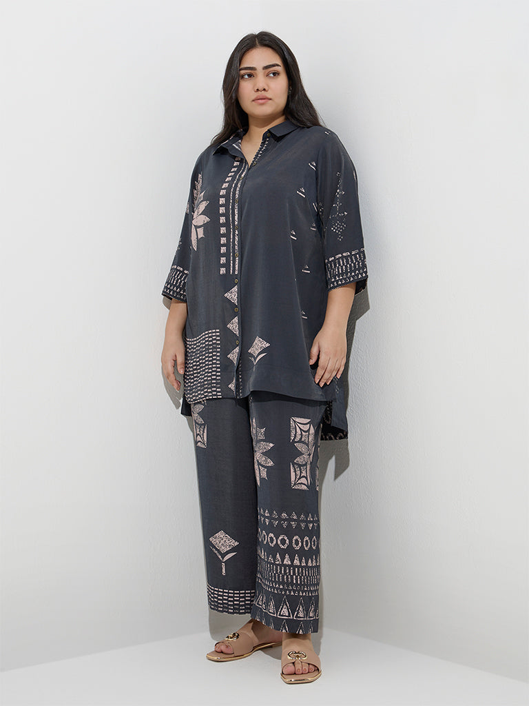 Diza Black Printed A-Line Kurti