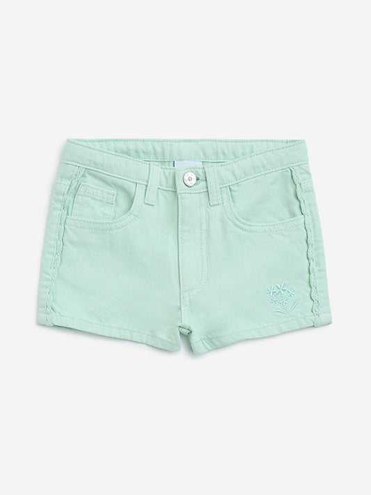 HOP Kids Mint High-Rise Denim Shorts