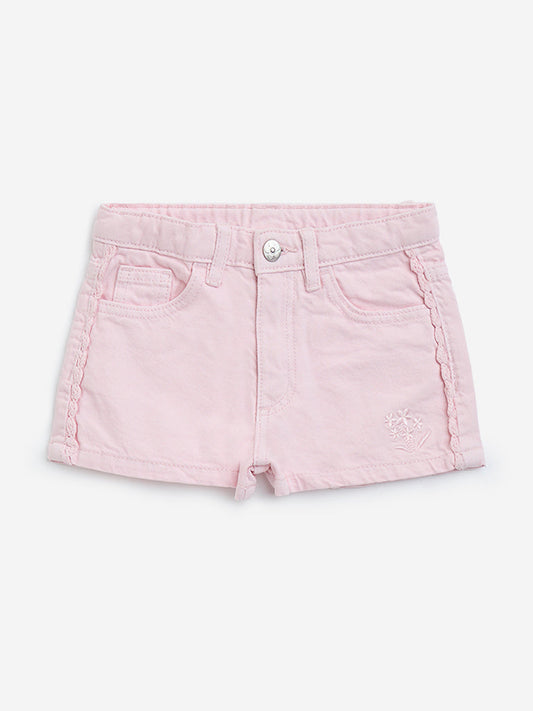 HOP Kids Pink High-Rise Denim Shorts
