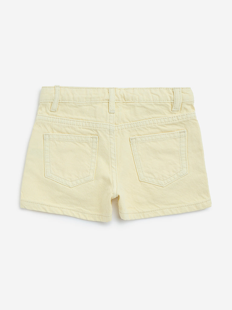 HOP Kids Yellow High-Rise Denim Shorts