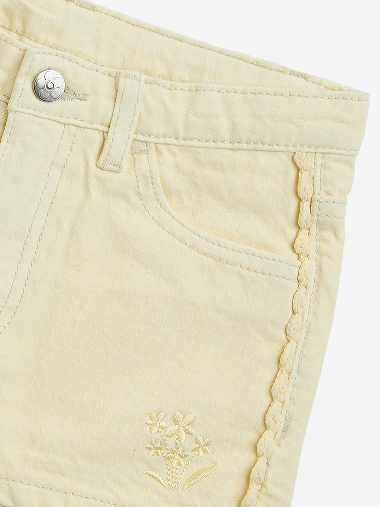 HOP Kids Yellow High-Rise Denim Shorts