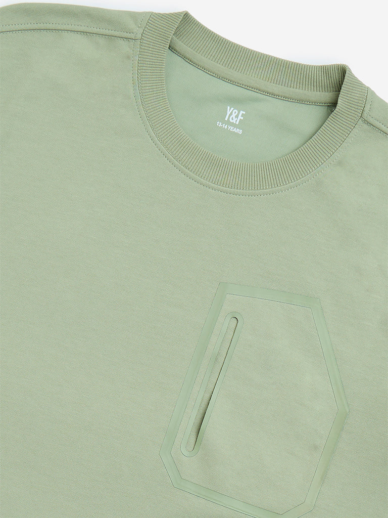 Y&F Kids Sage Relaxed-Fit Cotton-Blend T-Shirt