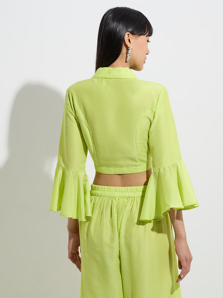 Vark Lime Embellished Ethnic Top