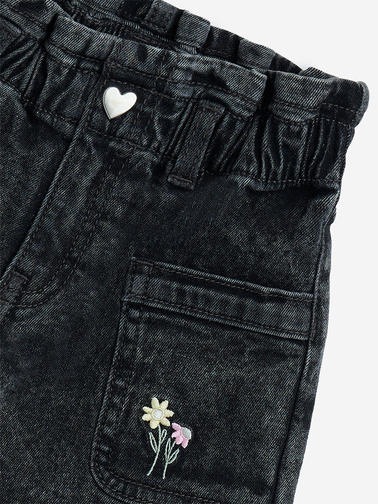 HOP Kids Charcoal Mid-Rise Denim Shorts