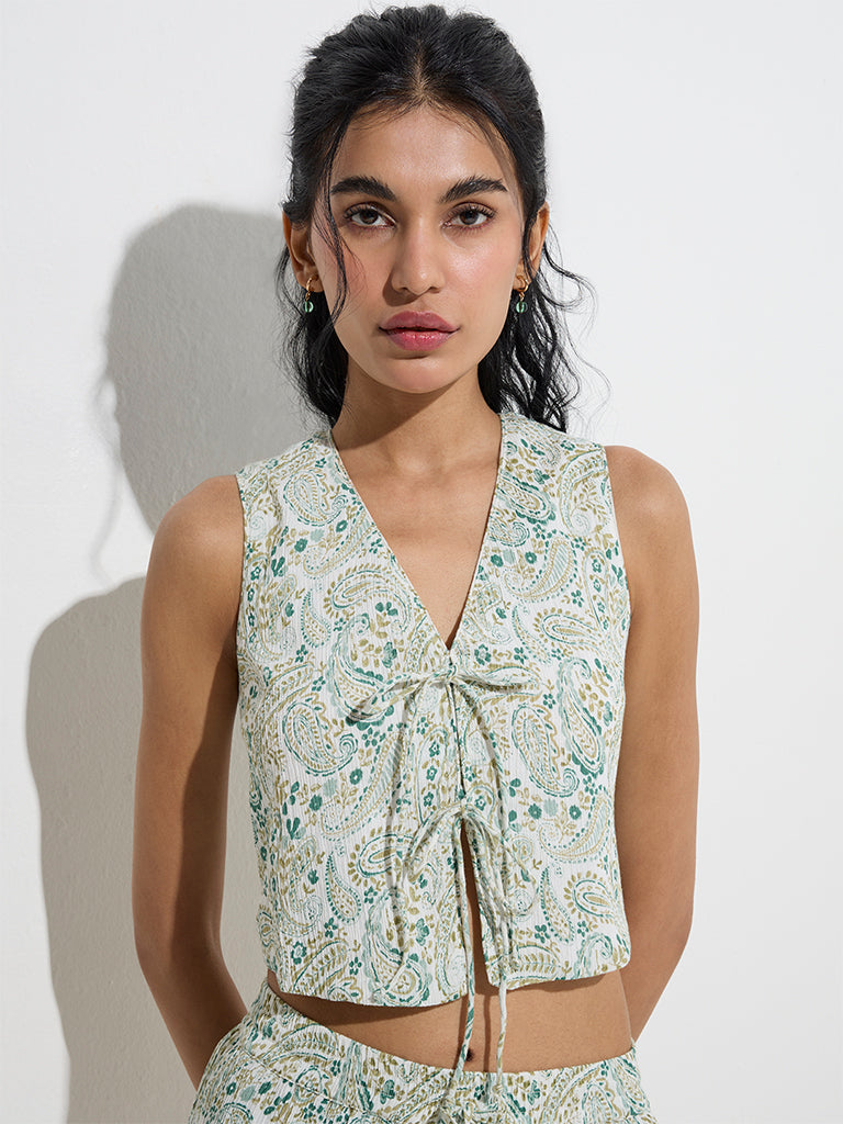 Bombay Paisley Green Paisley Design Cotton Top