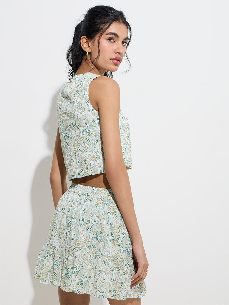 Bombay Paisley Green Paisley Design Cotton Top