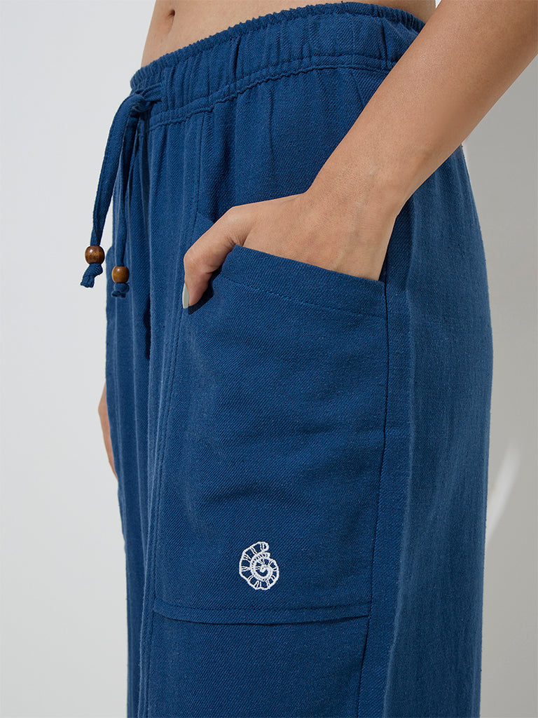 Bombay Paisley Indigo Cotton-Blend Pants