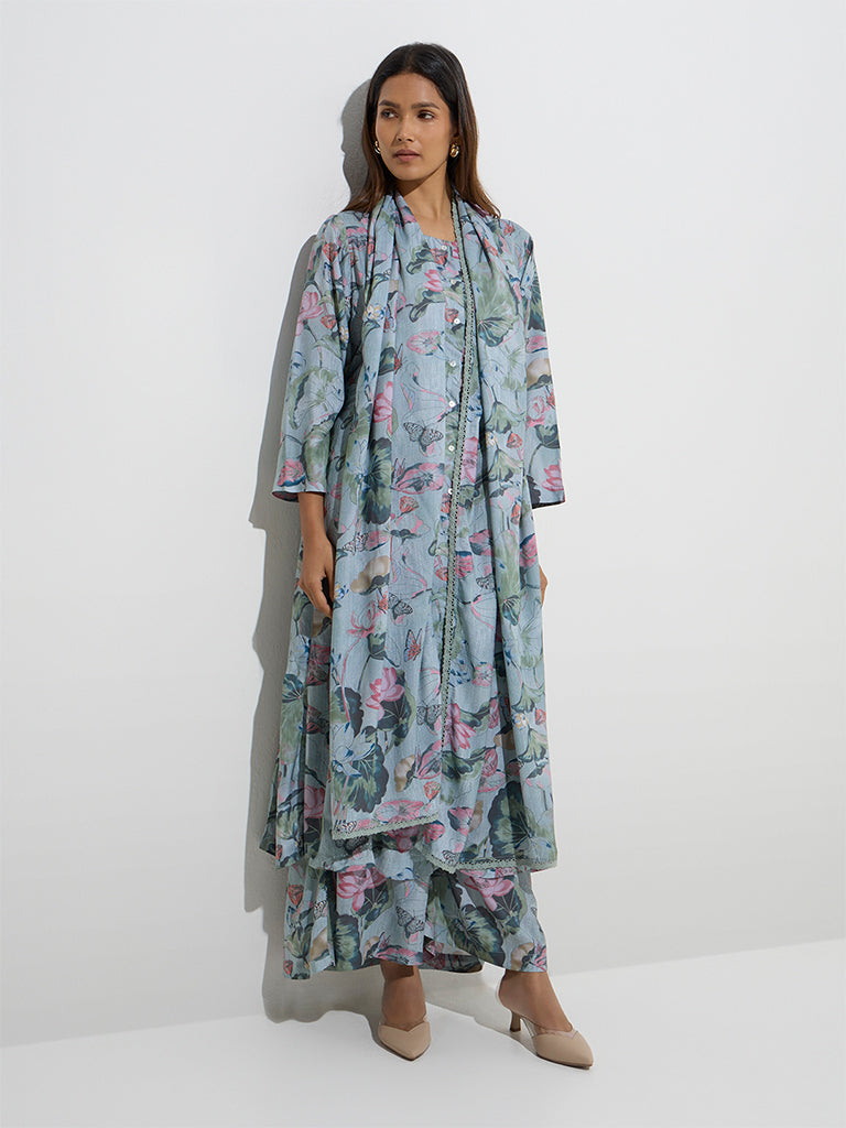 Zuba Multicolour Floral Printed Palazzos