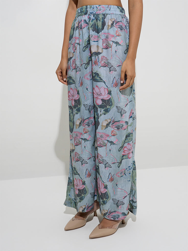 Zuba Multicolour Floral Printed Palazzos