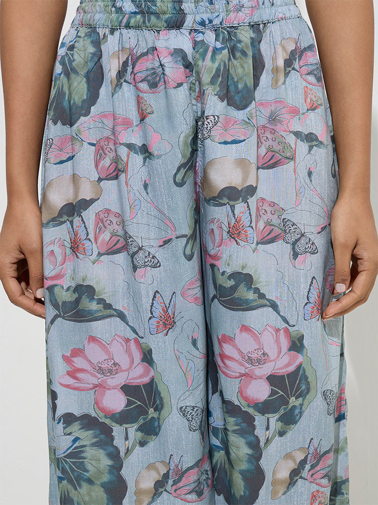 Zuba Multicolour Floral Printed Palazzos